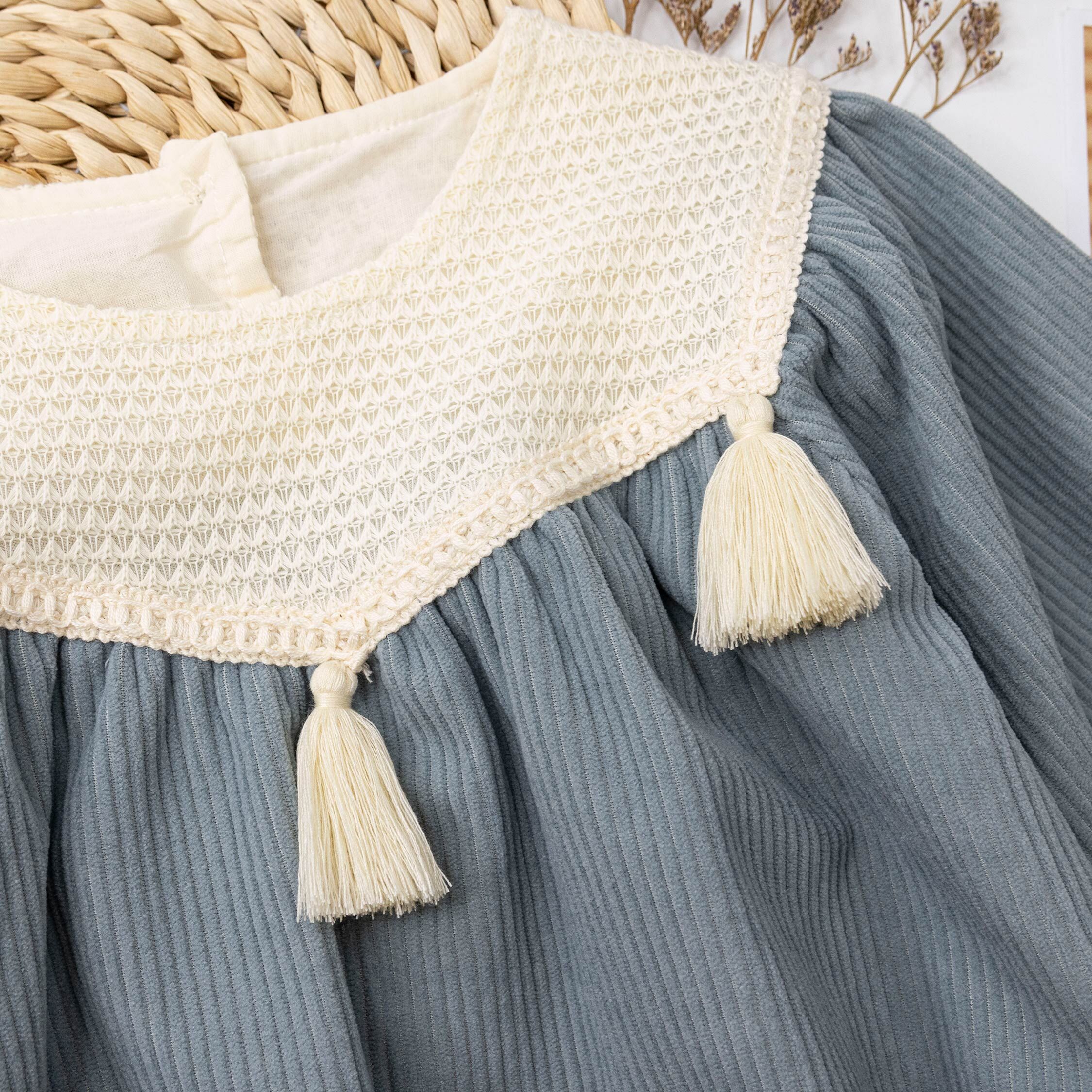 【JG3196】歐風典雅流蘇燈心絨包屁衣