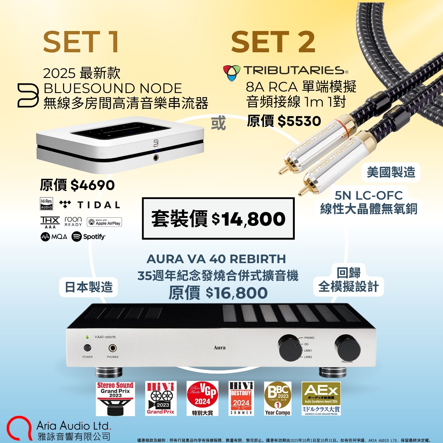 Aura Va40 rebirth Bluesound node Tributaries set