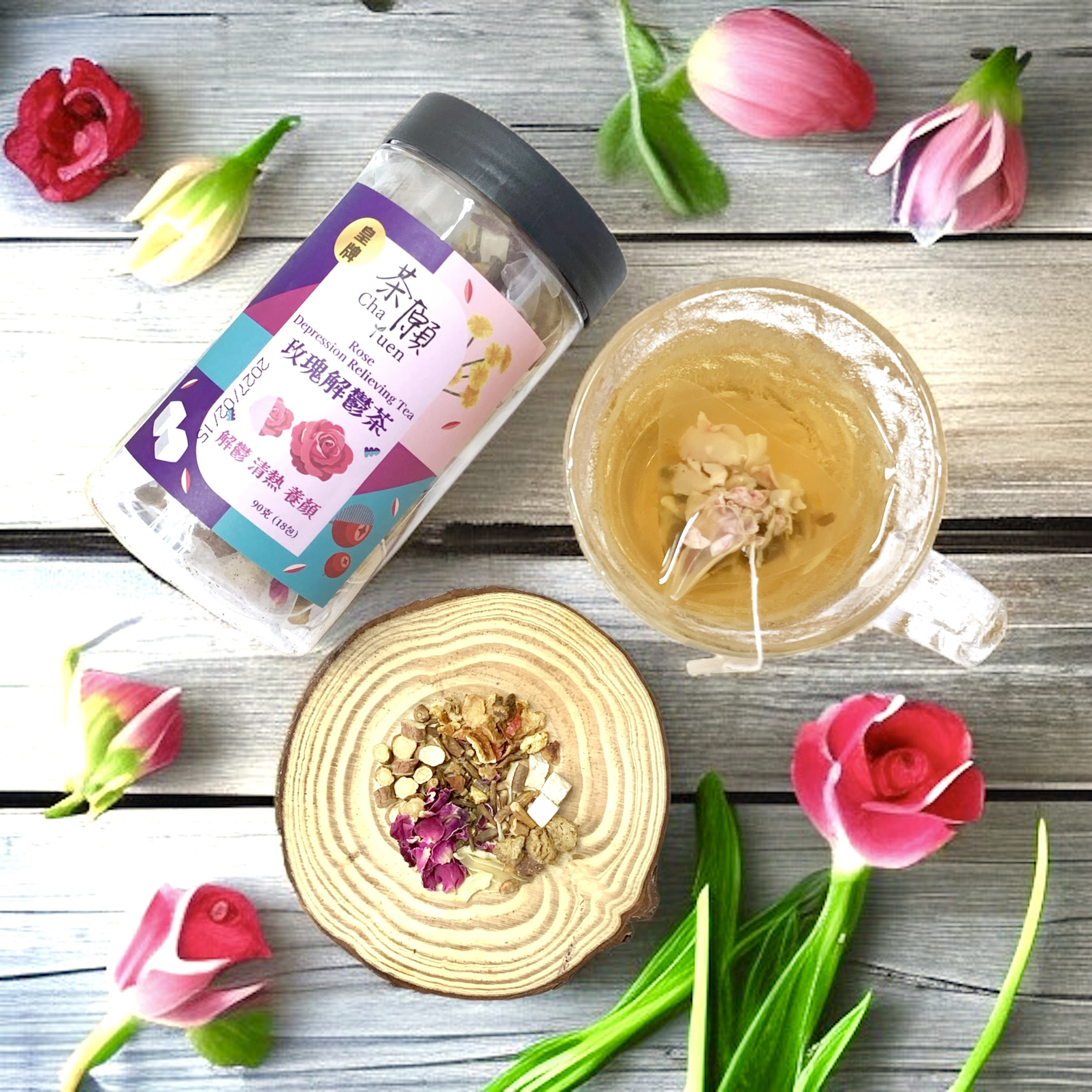 Cha Yuen - Rose Depression Relieving Tea (18 packs)