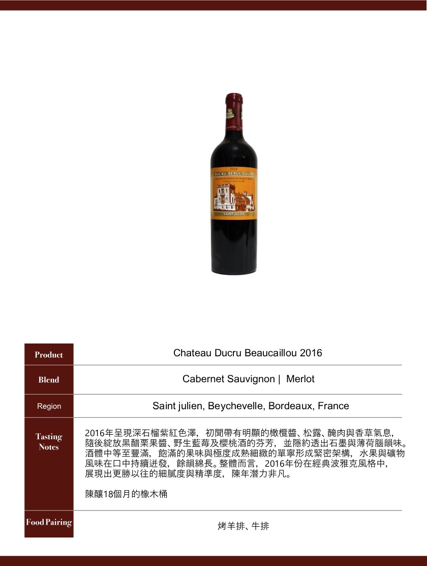 Chateau Ducru Beaucaillou 2016
