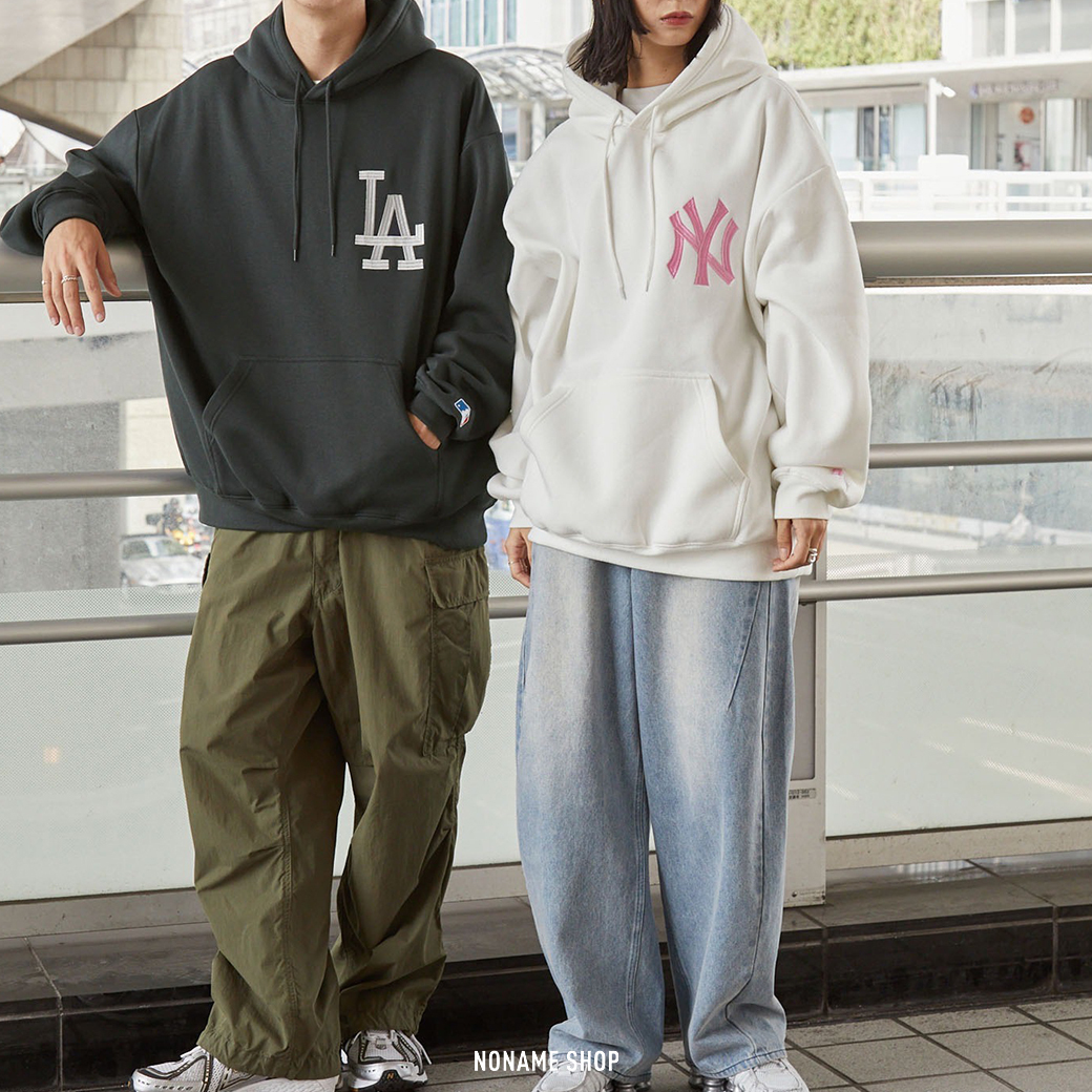 MLB 美國 職棒 大聯盟 大LOGO 復古 刺繡 寬鬆 帽TEE 七色 (男/女款)