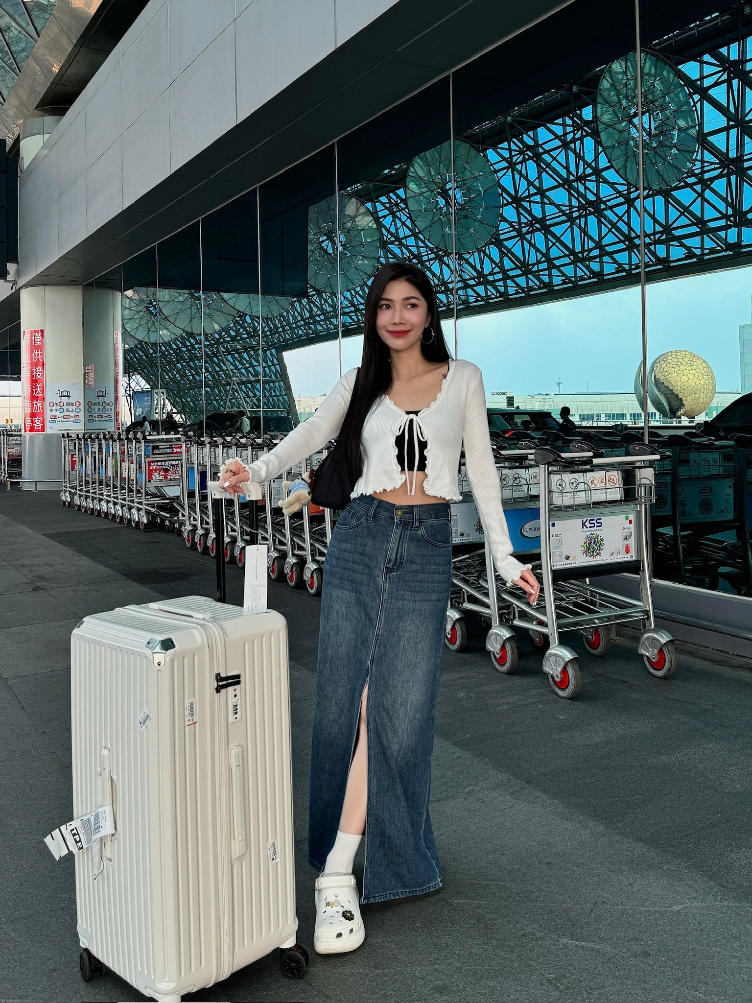 自留款質感前開衩牛仔裙