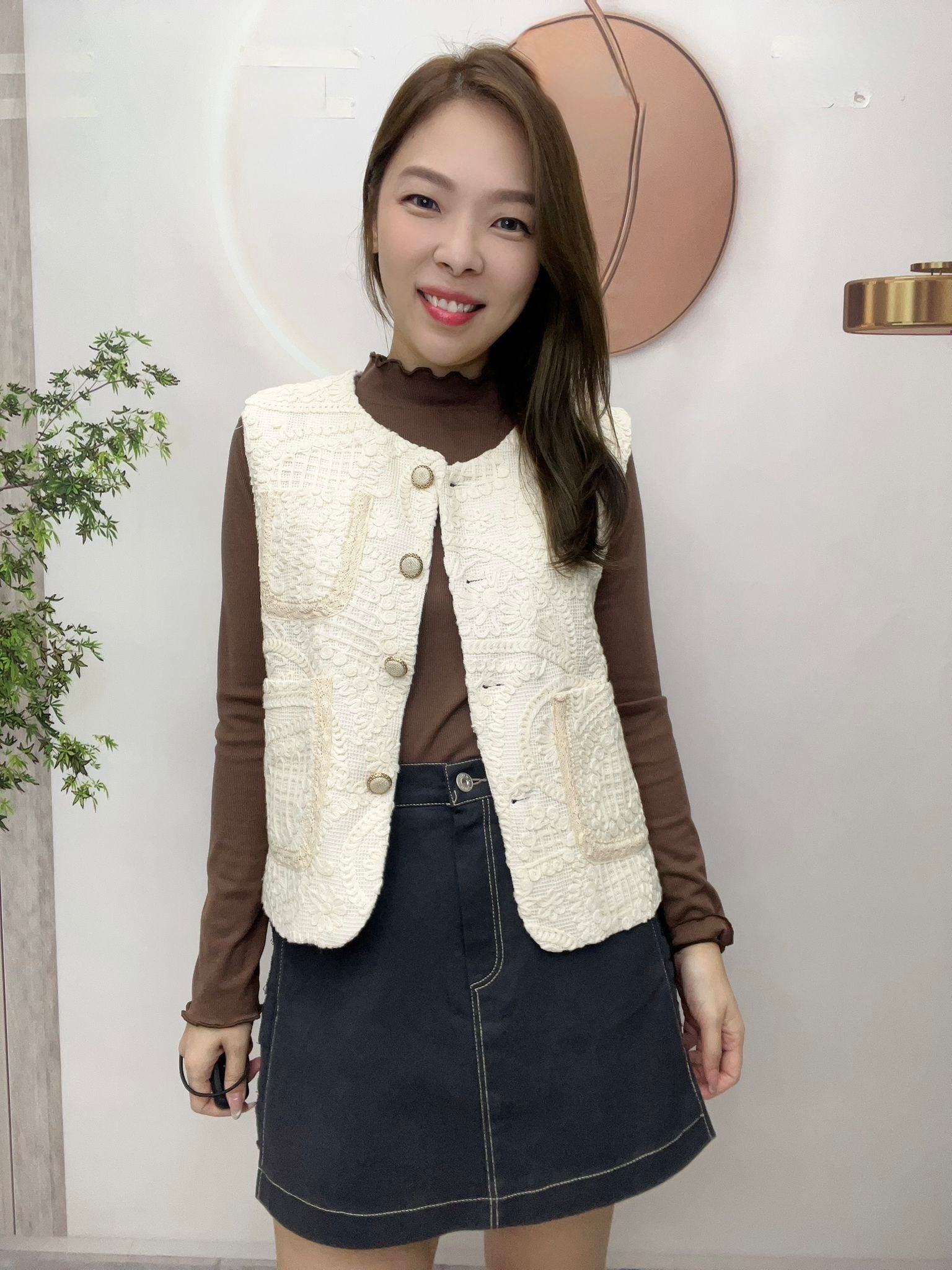 韓國立體圖案背心外套～114E