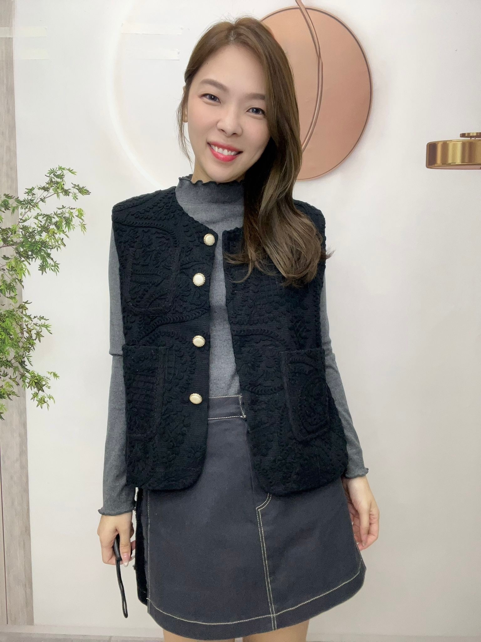 韓國立體圖案背心外套～114E