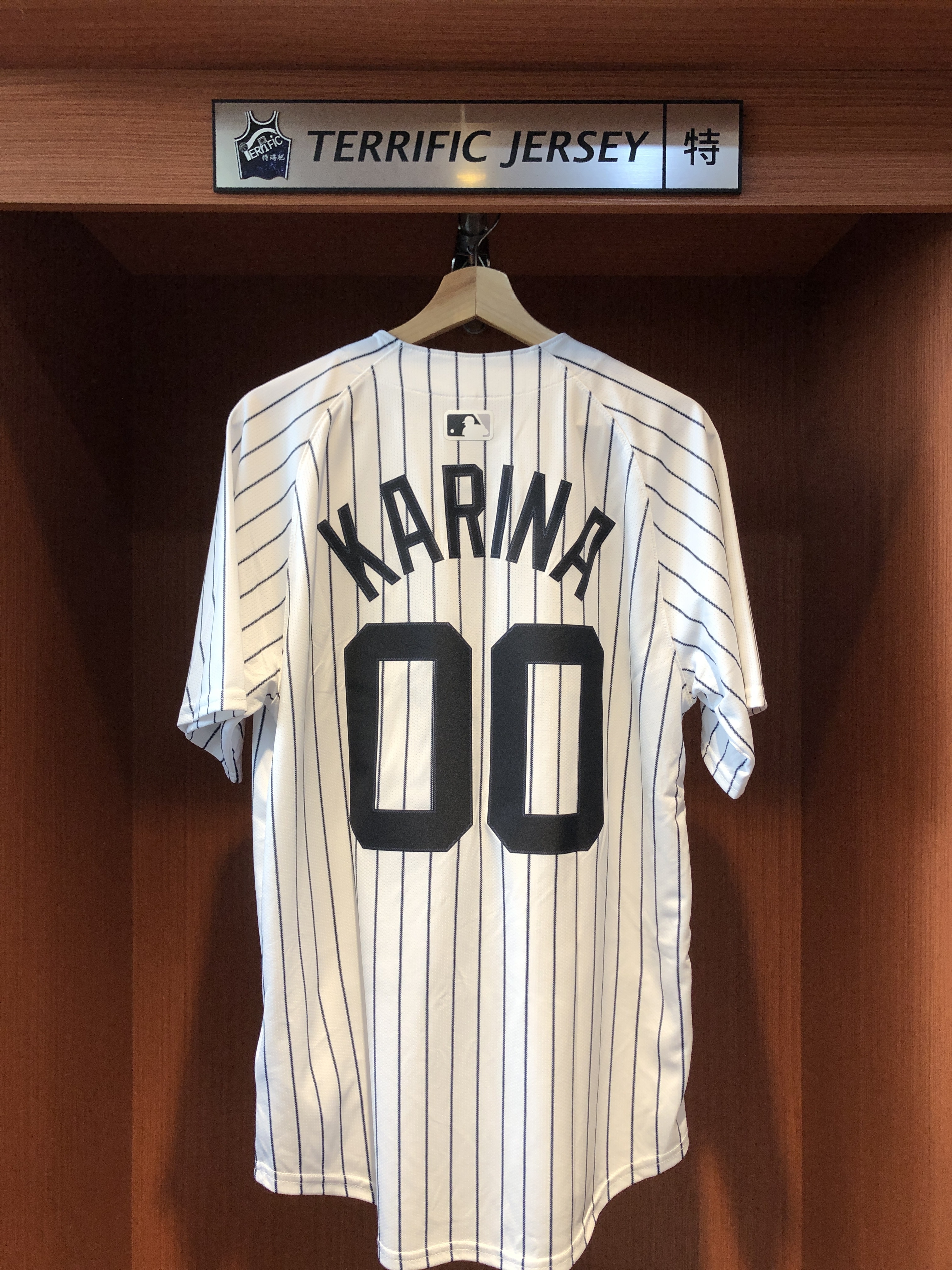 MLB球衣 Karina #00 aespa 紐約洋基白條紋 Nike Limited Player Name Jersey 球迷版 熱轉印 全新