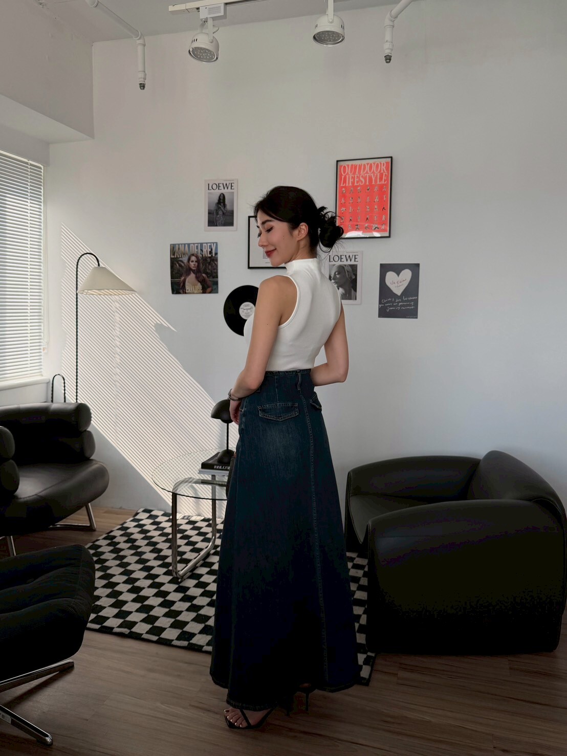 柔軟高領前中線背心