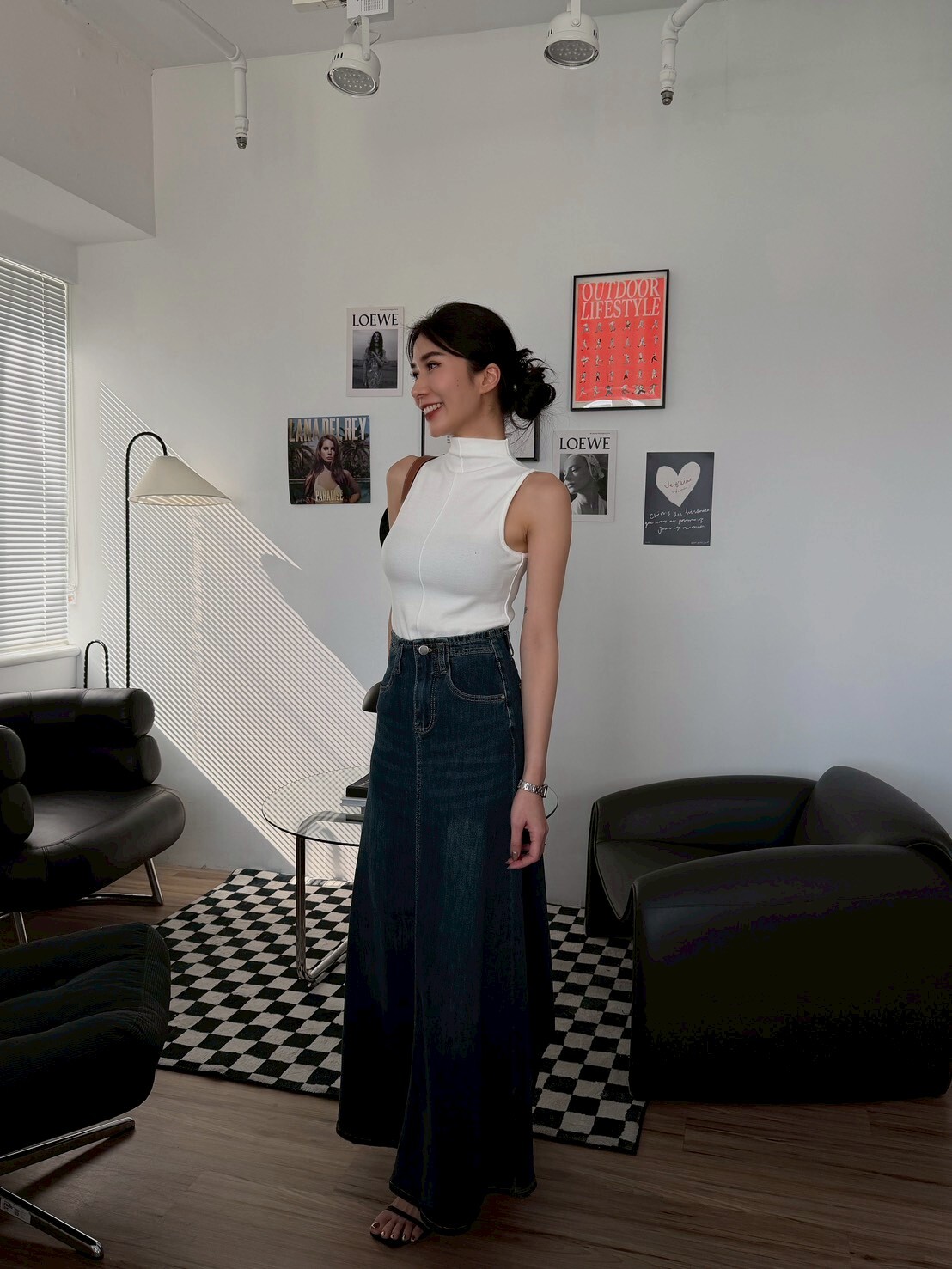 柔軟高領前中線背心