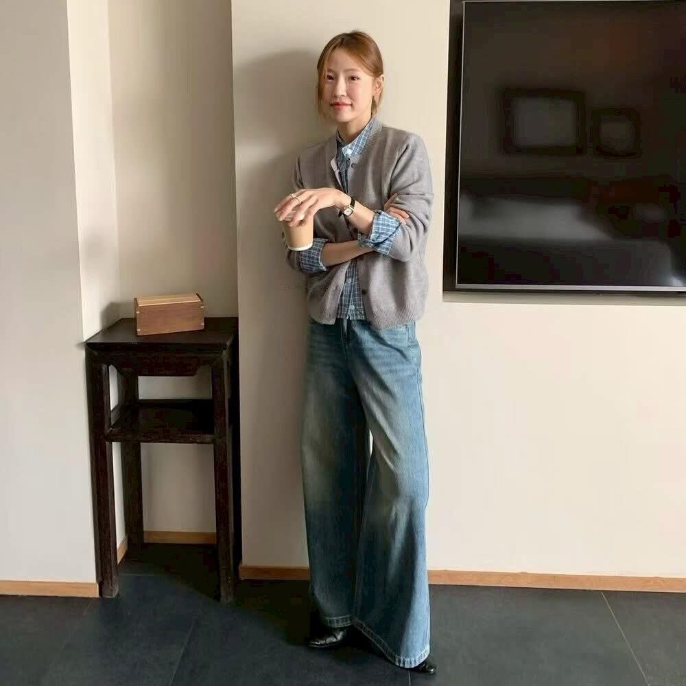 【氣質小文青拼接格紋針織假2件上衣】(現貨)