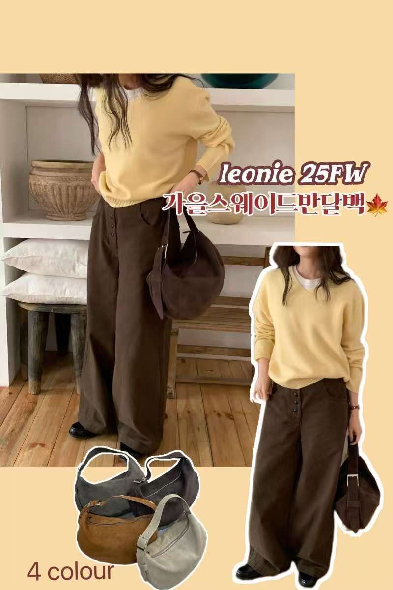 LN5003 麂皮半月包 *牛皮*