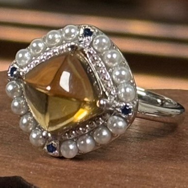 黃水晶糖塔戒指