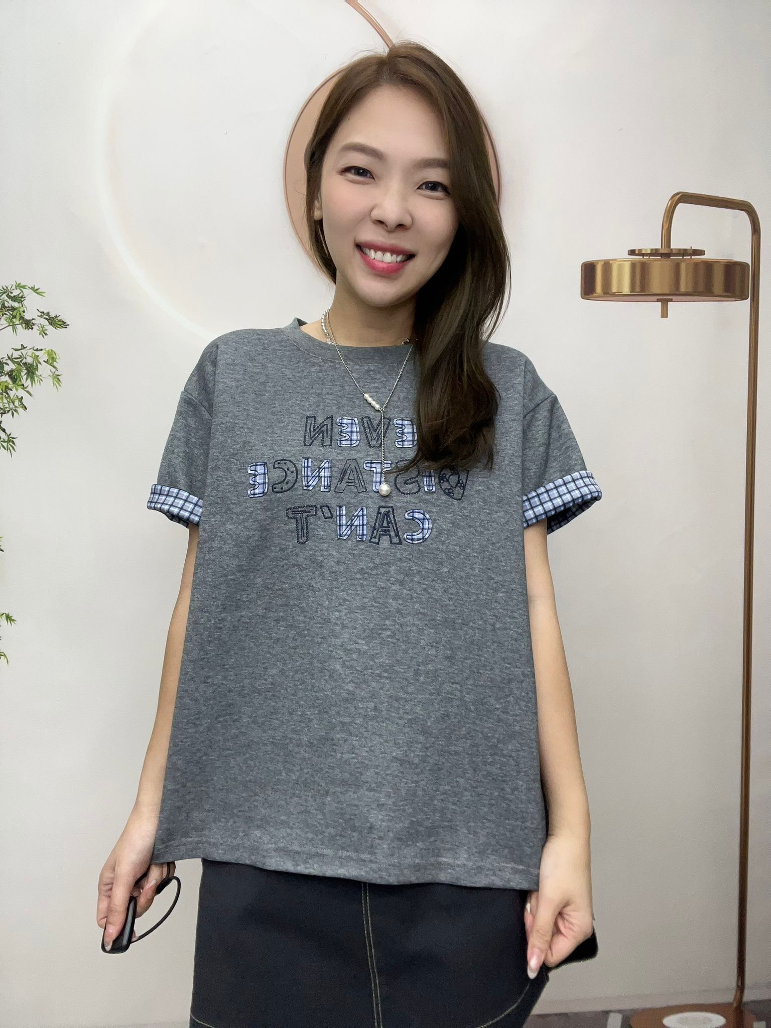 mar 韓國反格仔袖tee~114C