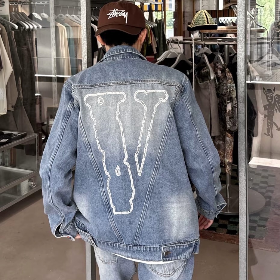 VLone 復古水洗 仿舊 單寧 背後大V 立領牛仔外套 夾克 三色