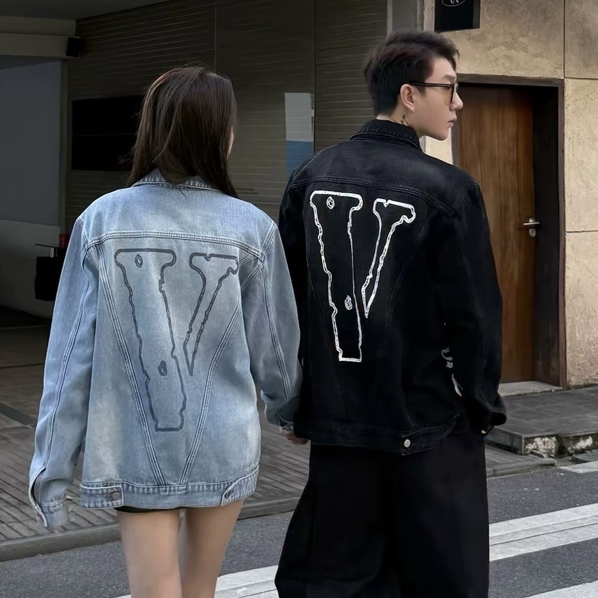 VLone 復古水洗 仿舊 單寧 背後大V 立領牛仔外套 夾克 三色