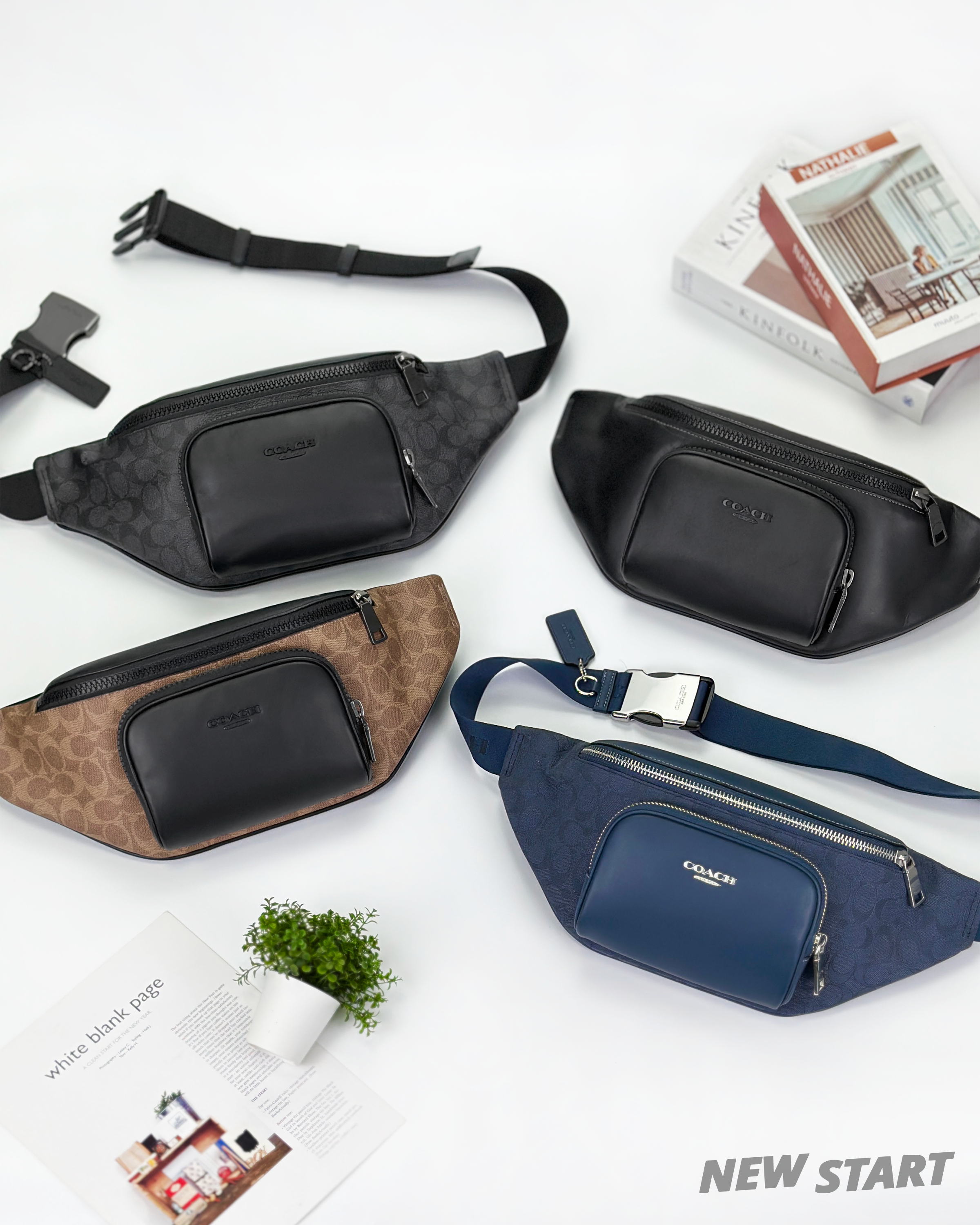 Coach Racer 前拉鍊口袋 皮革腰包