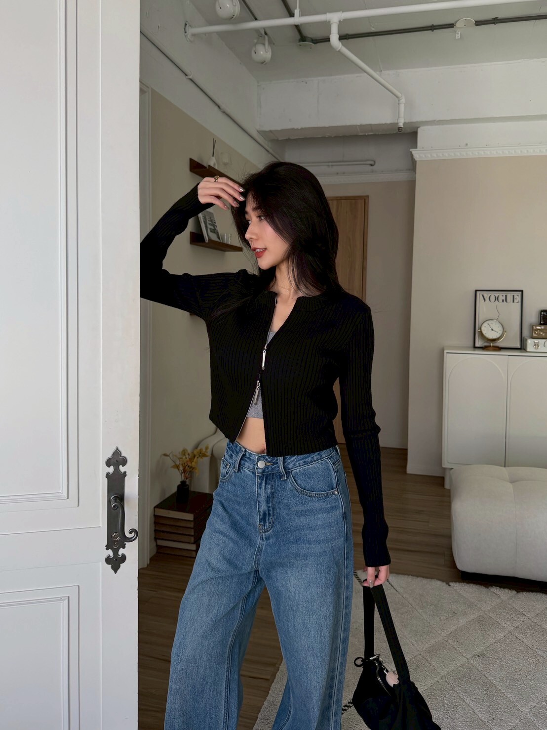 自留款雙拉鍊針織外套