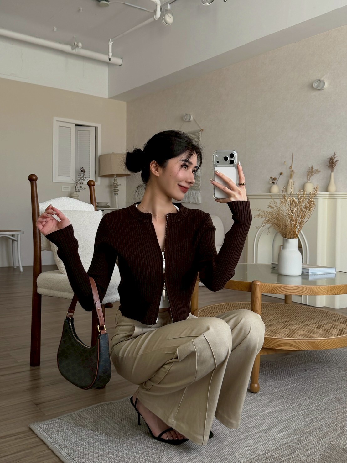 自留款雙拉鍊針織外套