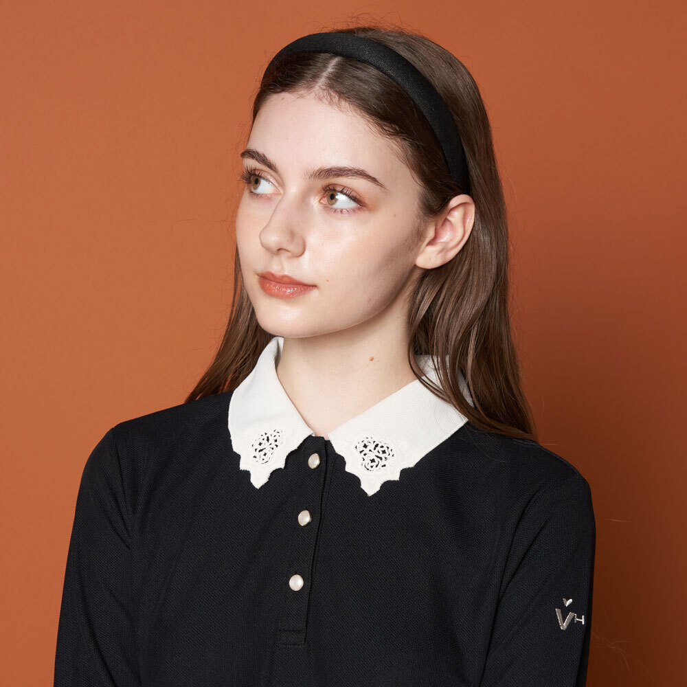 女士-刺繡領口長袖Polo衫