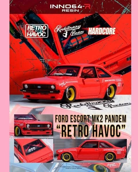 預訂 Pre Order - Inno64 Ford Escort MK2 Pandem ''Retro Havoc" Red