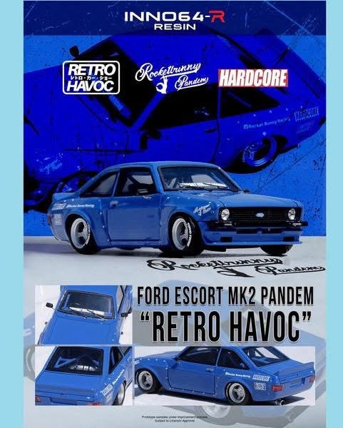 預訂 Pre Order - Inno64 Ford Escort MK2 Pandem ''Retro Havoc" Blue