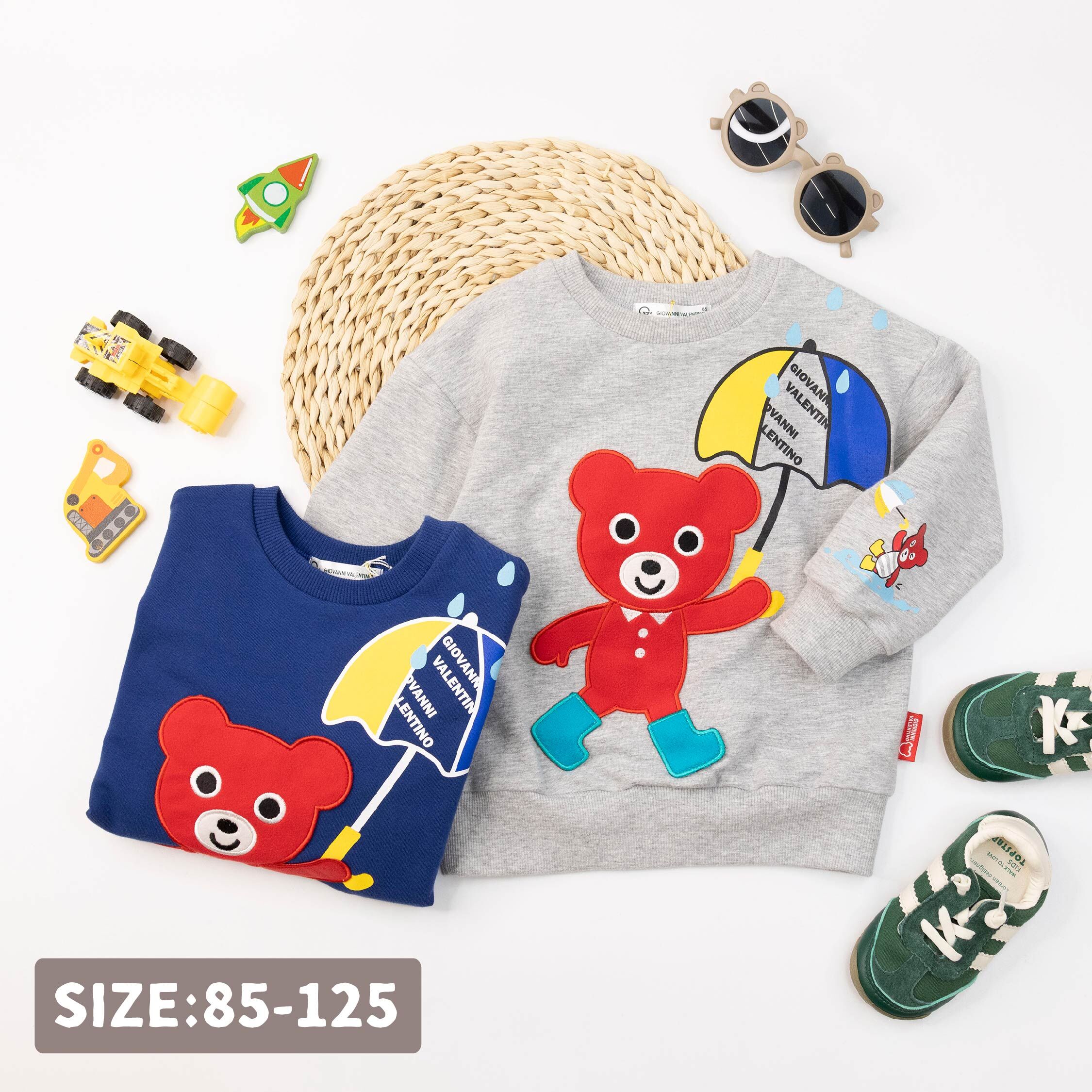 范侖鐵諾【52519】熊熊撐雨傘質感圓領上衣＊二色