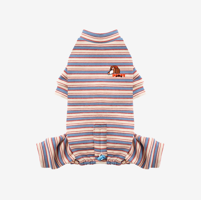 Puppy Gallery🇰🇷 | Homeground 條紋四腳衣 天空藍 寵物冬衣 狗狗冬衣 寵物四腳衣 狗狗四腳衣