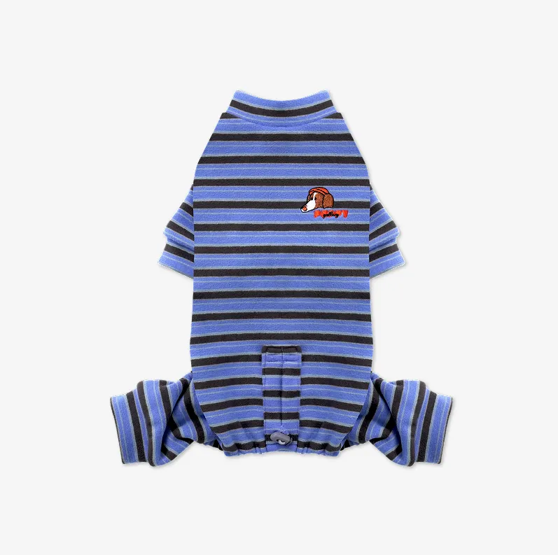 Puppy Gallery🇰🇷 | Homeground 條紋四腳衣 蔚藍 寵物冬衣 狗狗冬衣 寵物四腳衣 狗狗四腳衣