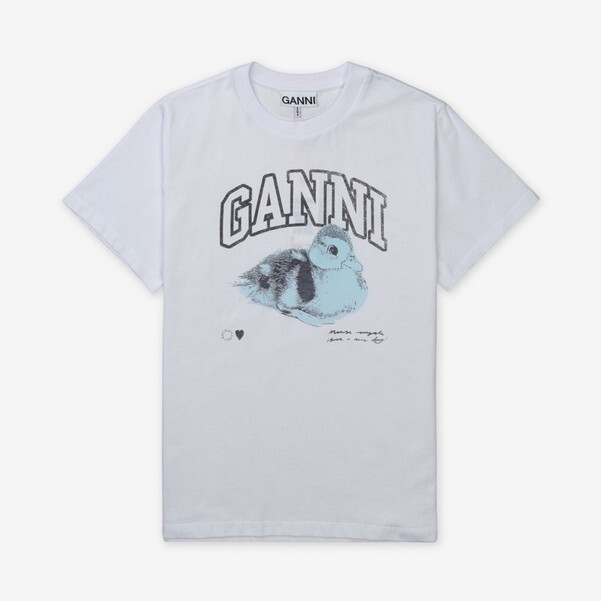 1FF1010-009 GANNI Ducky Relaxed Fit T-Shirt White #T42903575 (C-EU-E)