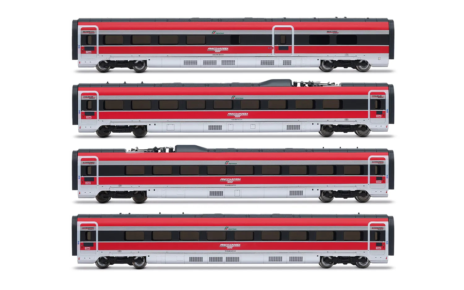 Arnold HN3513 N Scale FS Trenitalia, 4-unit intermediate coaches set of the high-speed train "Frecciarossa 1000", "Ducati" advertising, ep. VI