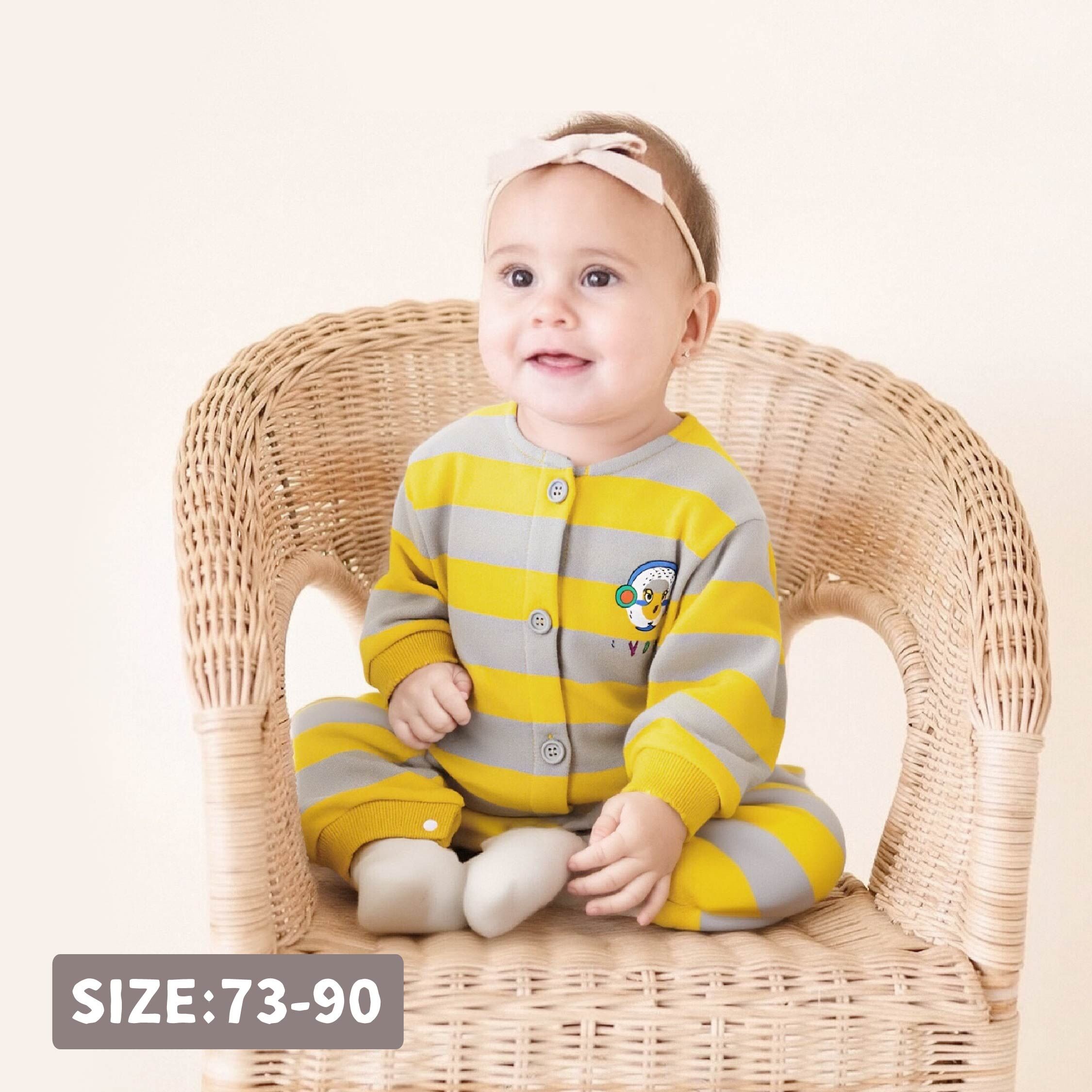 【JG3094】小怪獸戴耳機條紋連身衣