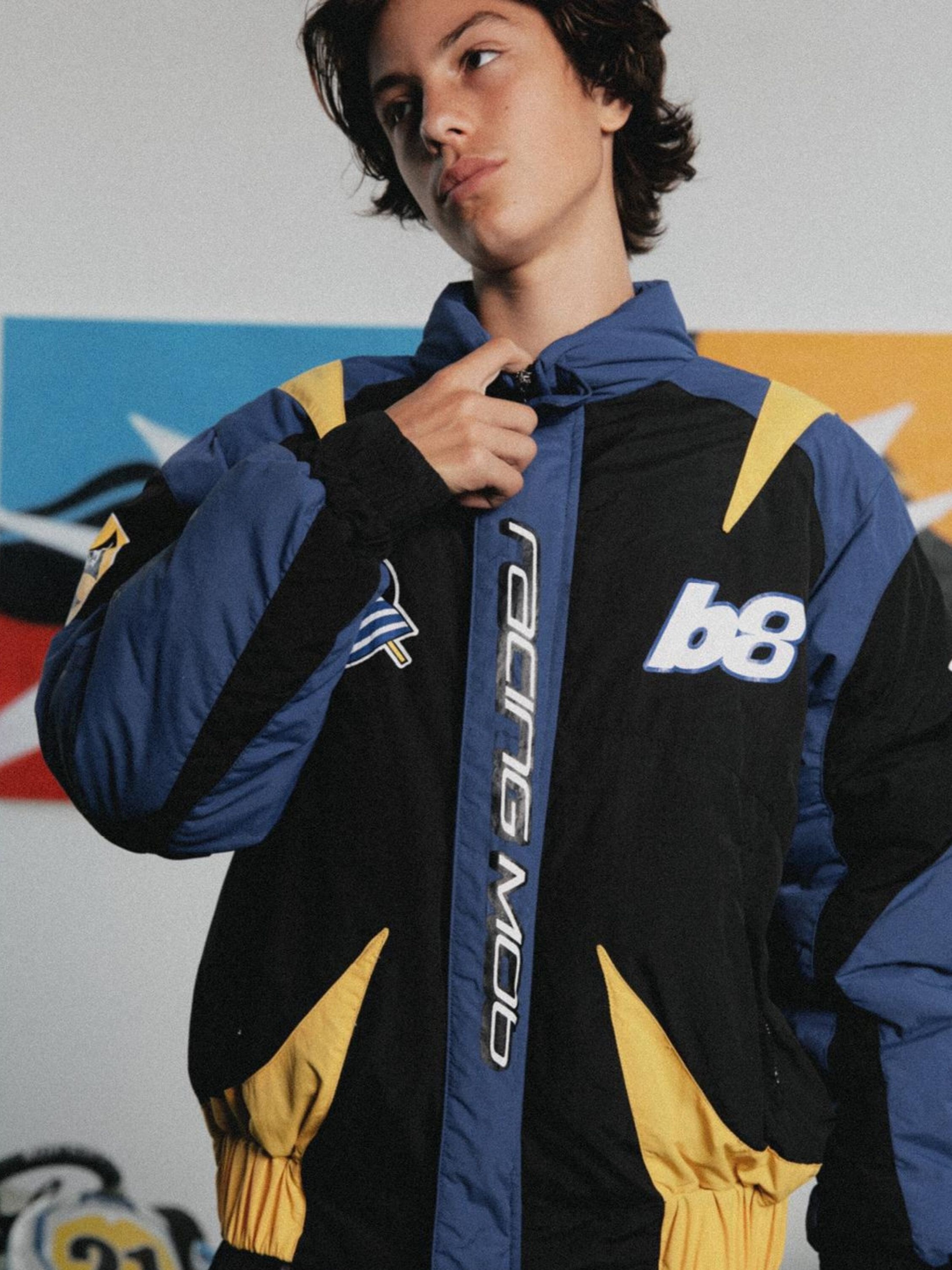 BLACK8MOB 美式復古 賽車風印花 寬鬆外套