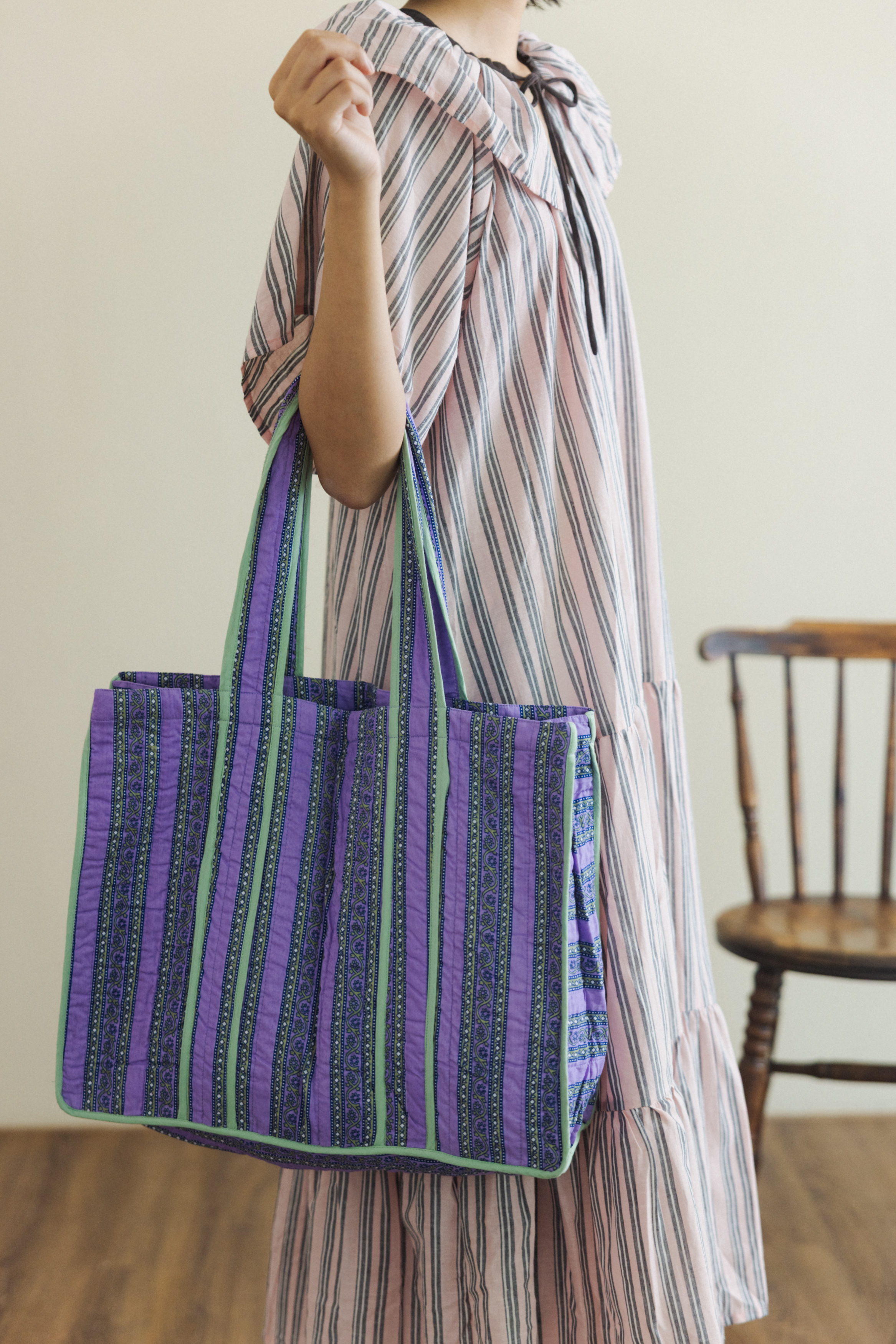 印度棉托特包_紫