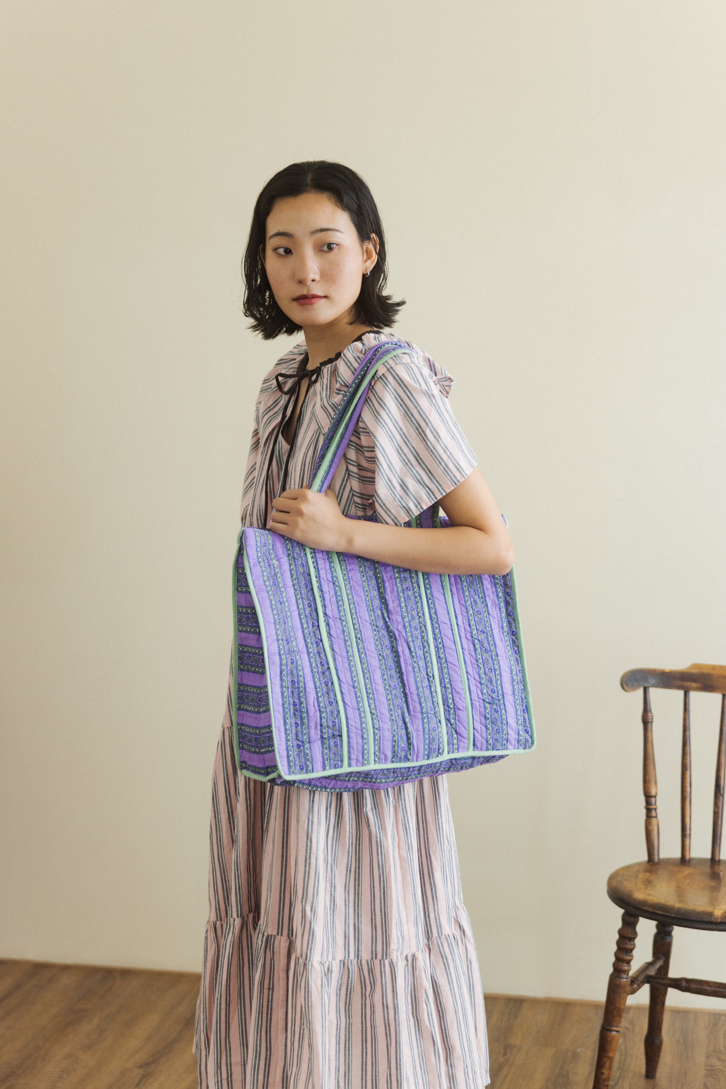 印度棉托特包_紫