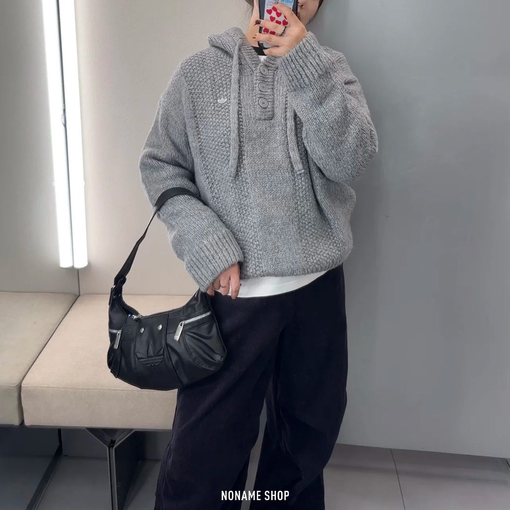 ADIDAS ORIGINALS FW25 針織 寬鬆 連帽 長袖 兩色 (女款)