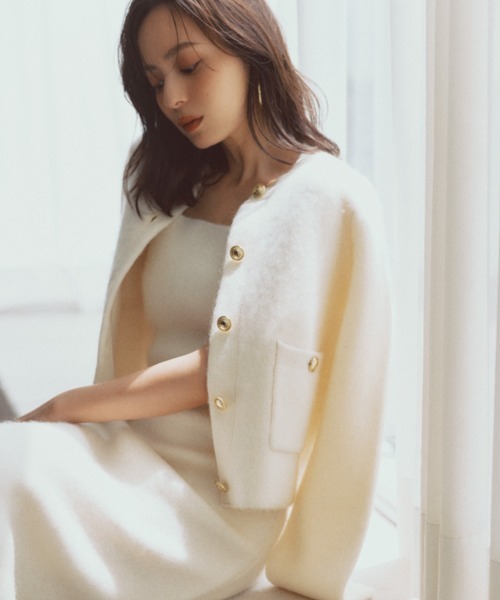 [預購] ánuans 羊絨混紡無領針織外套