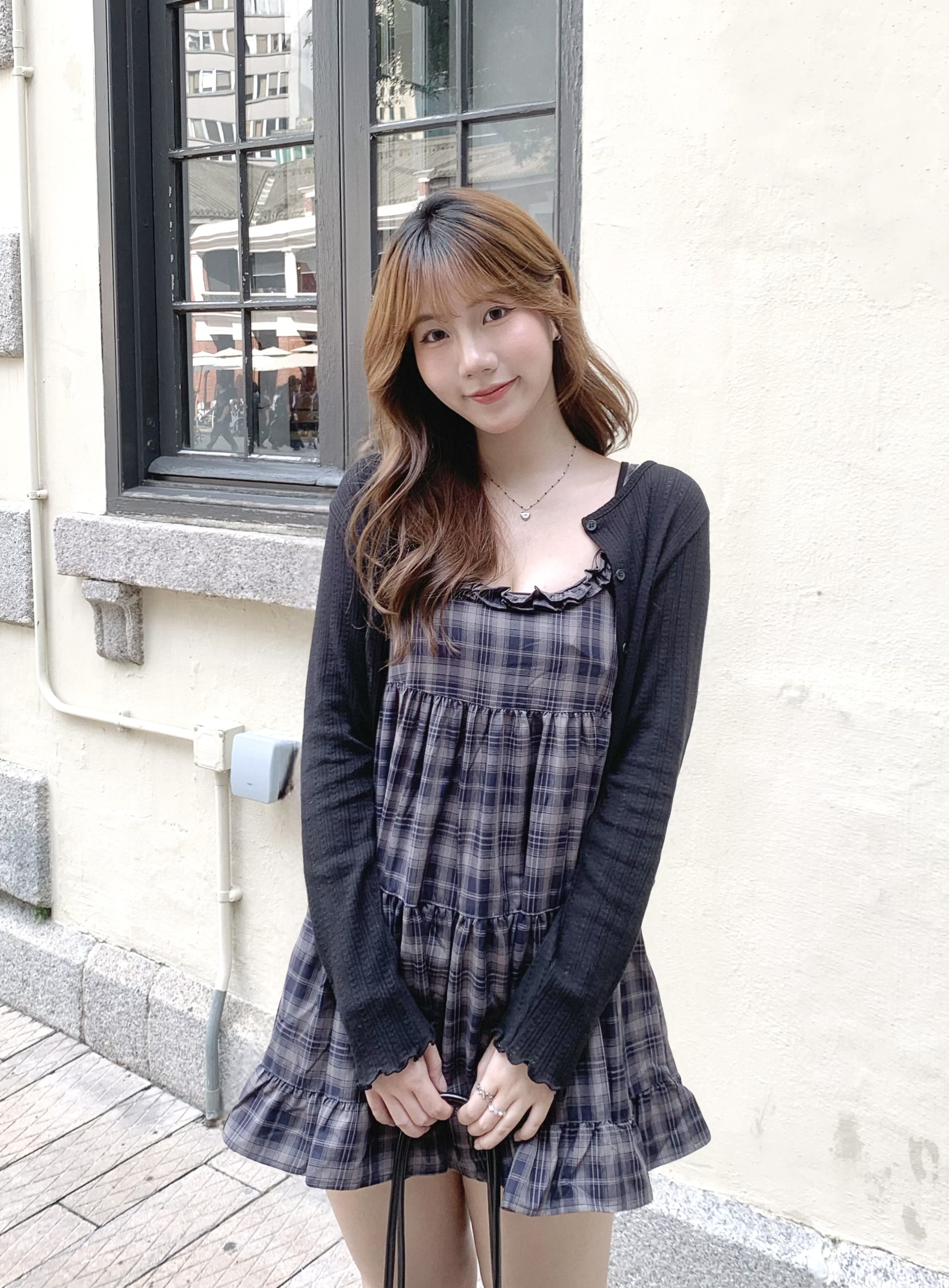 （停產）JP1066｜日本直送！英倫風格紋荷葉邊吊帶蛋糕OPS