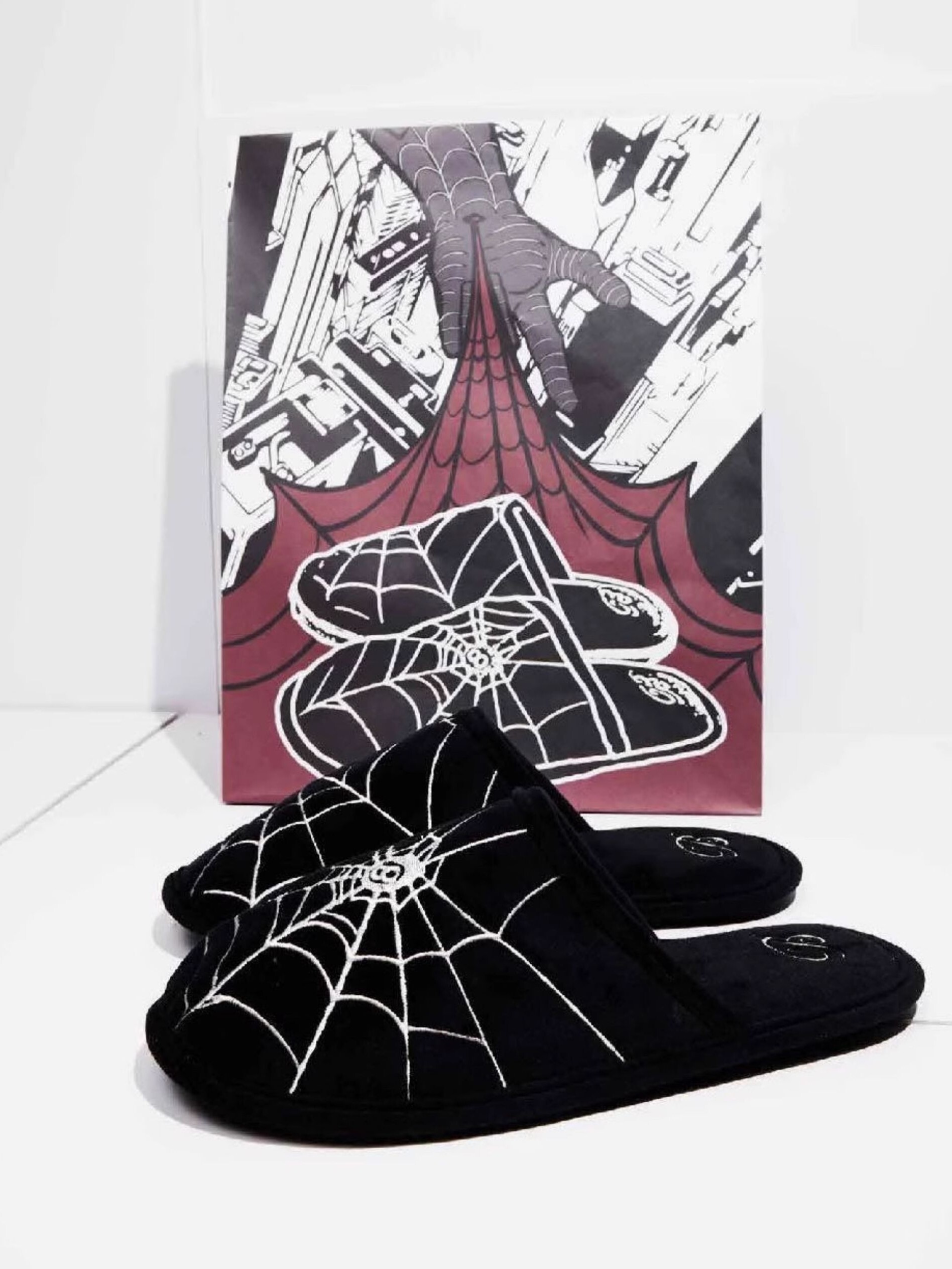 BLACK8MOB 蜘蛛網印花 居家休閒棉拖鞋