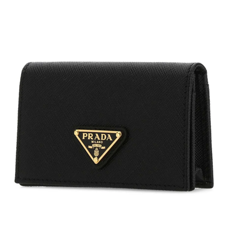 1PD0911-030 PRADA Saffiano Leather Triangle Logo Card Case Black #1MC122QHH_F0002 (W-EU-E)