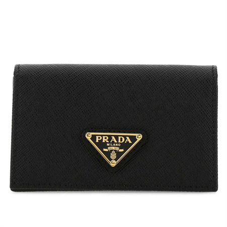 1PD0911-030 PRADA Saffiano Leather Triangle Logo Card Case Black #1MC122QHH_F0002 (W-EU-E)
