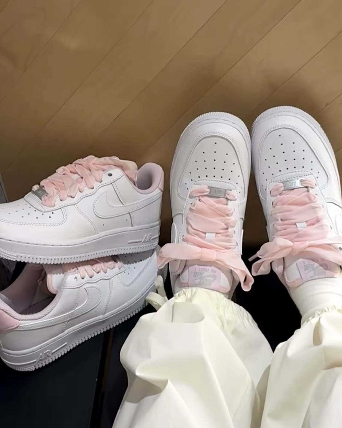 Nike Air Force 1 Low "Vintage Pink Foam" 白粉 天鵝絨 緞帶 鞋帶 復古 低筒休閒鞋