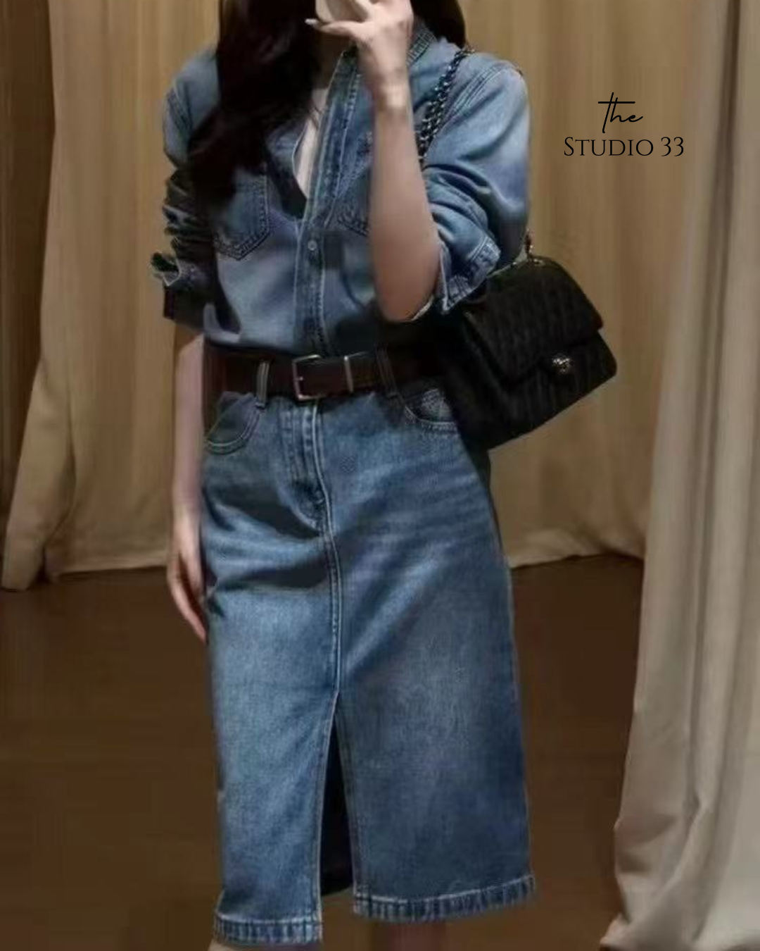 Nellie&Co.自由藍調單寧牛仔短裙