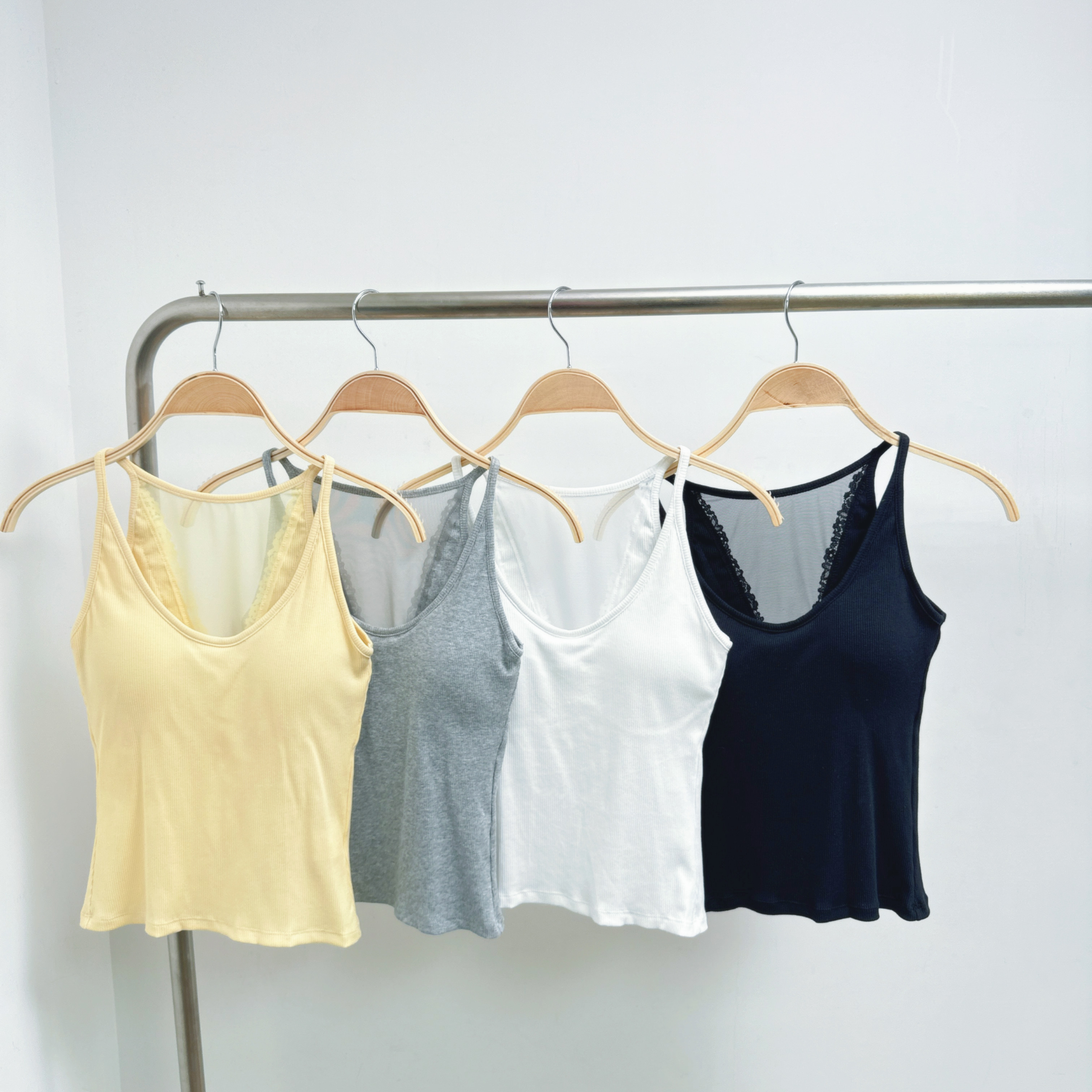 #8749-V喱士背固定杯吊帶打底衫 (C216-C219)