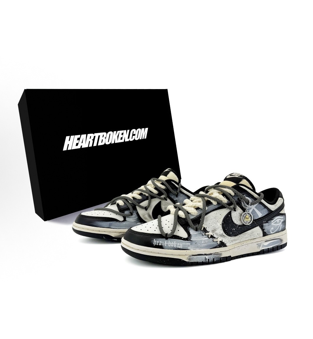 【訂製鞋款】Nike Dunk 遂心 神秘法老 高街 做舊 潮流 板鞋 男女同款 黑白 HF5441100(Team45-神秘法老禮盒)