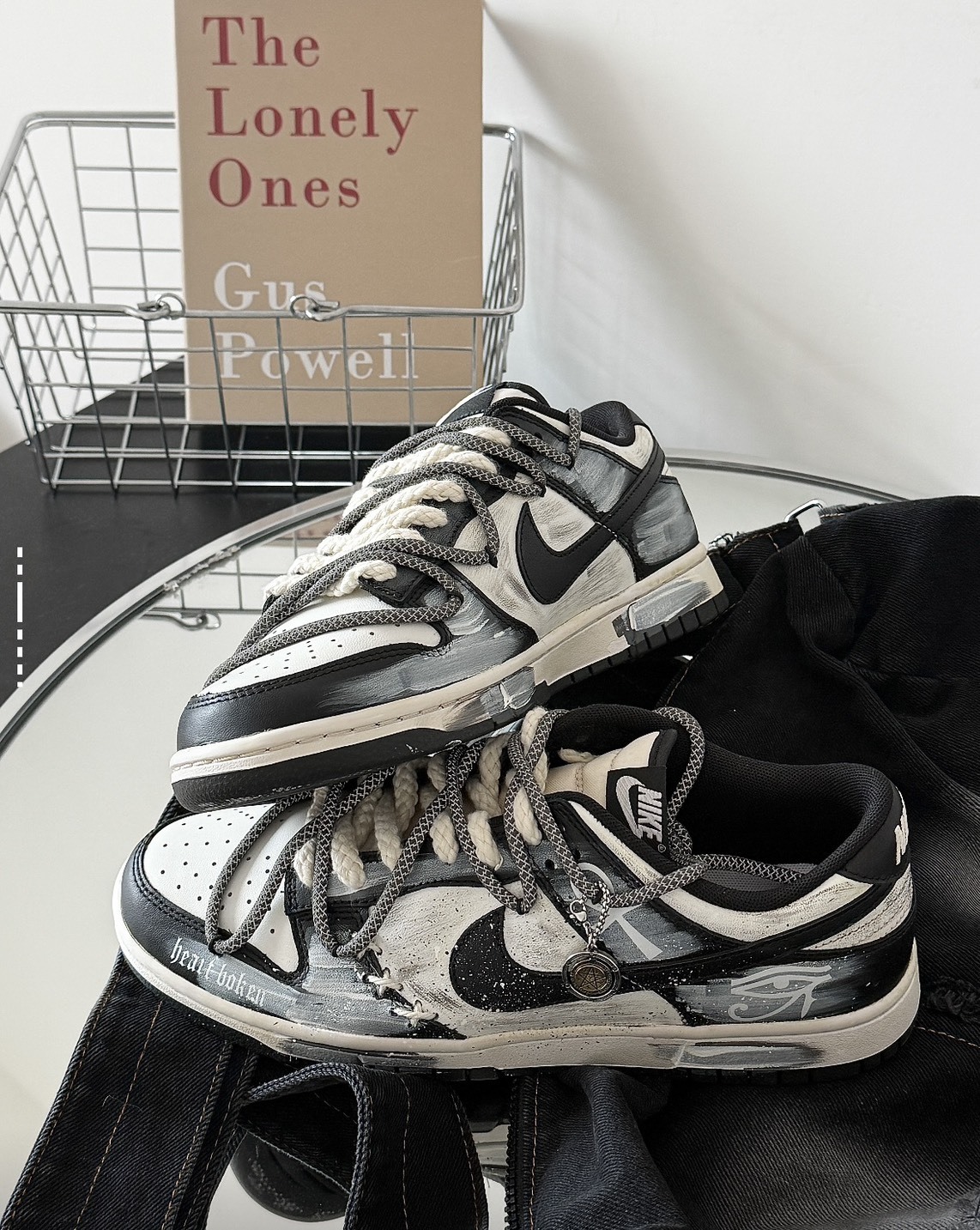 【訂製鞋款】Nike Dunk 遂心 神秘法老 高街 做舊 潮流 板鞋 男女同款 黑白 HF5441100(Team45-神秘法老禮盒)