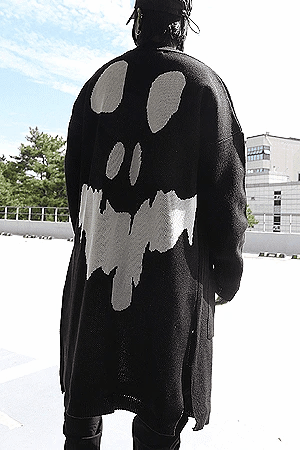 Skull 長款針織開襟衫