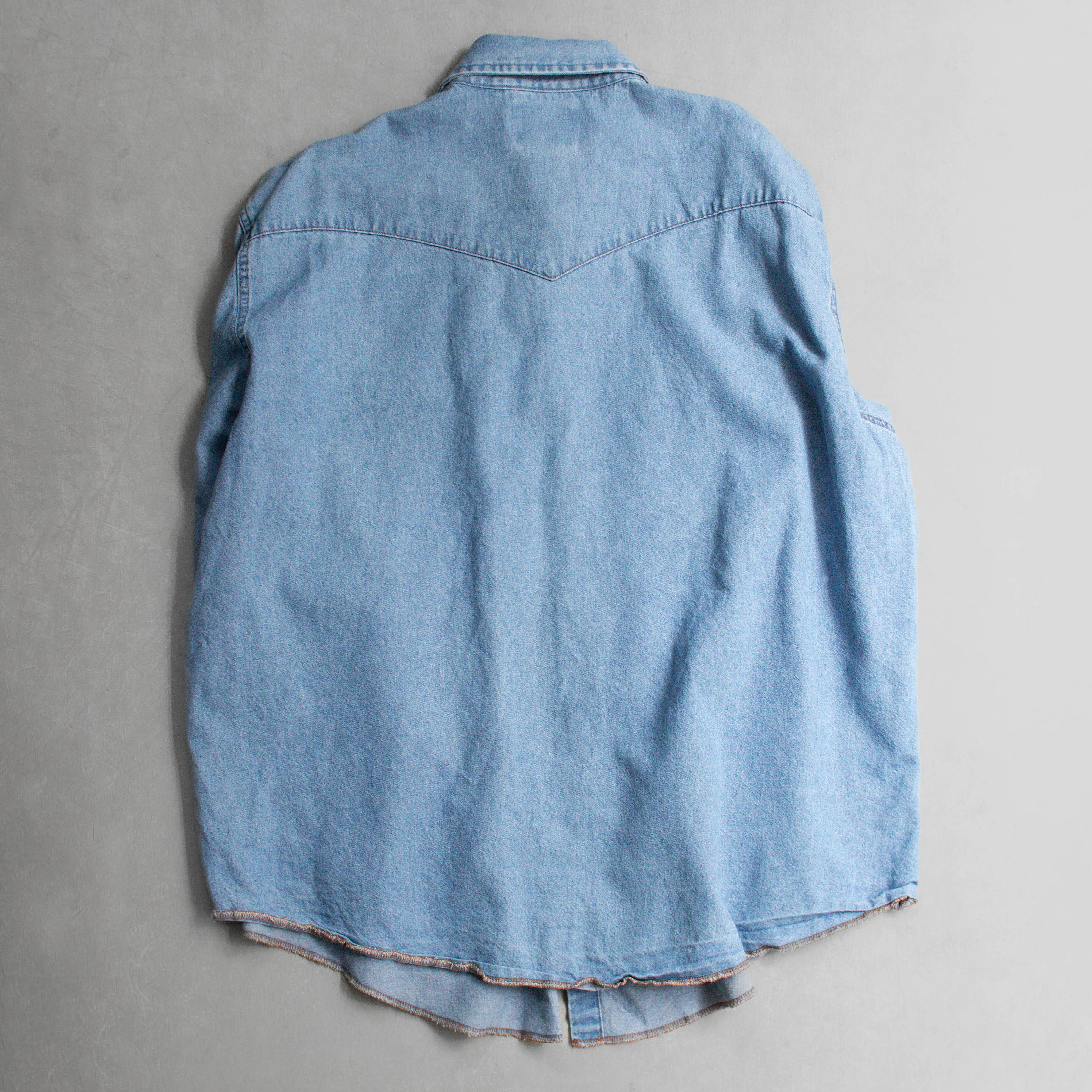 90S WRANGLER DENIM SHIRT 美國 藍哥 淺藍 長袖 丹寧 西部 襯衫 b
