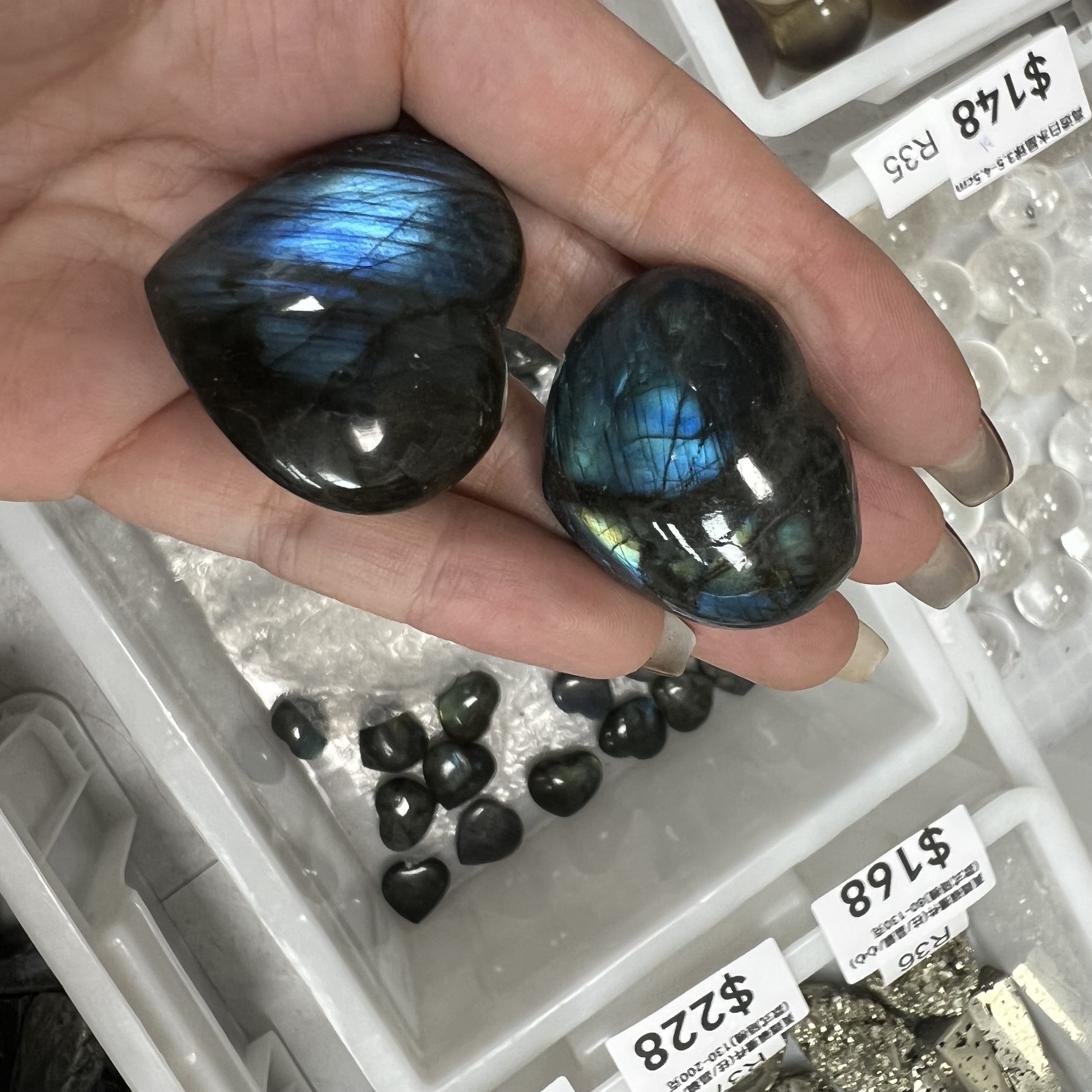 拉長石心心 (4粒)