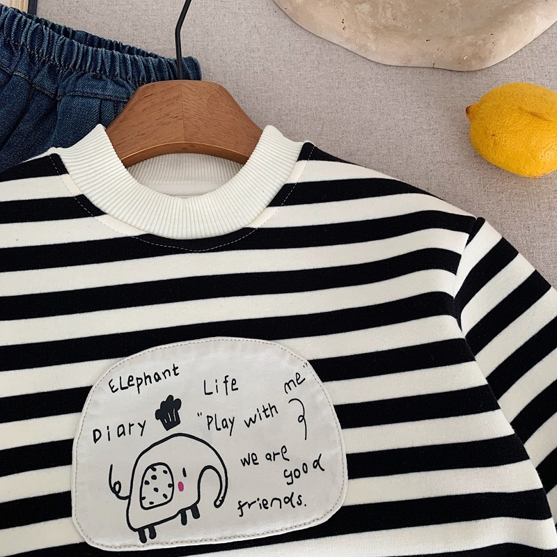 黑白小象日常 長袖加絨上衣