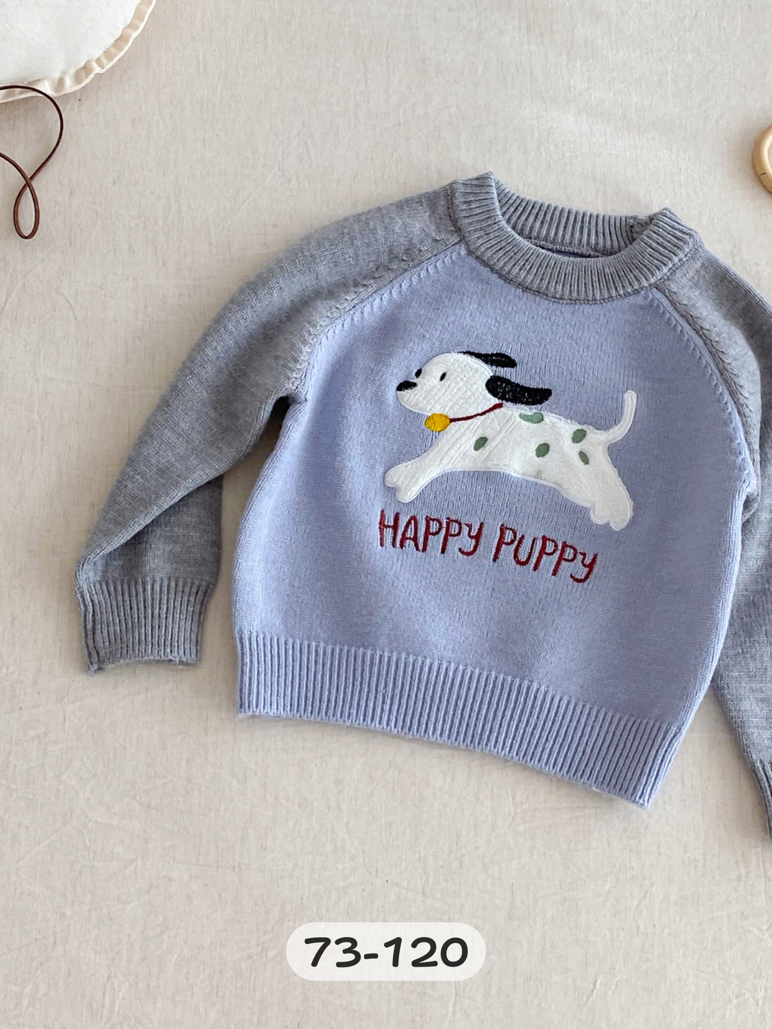 藍灰PUPPY狗 長袖針織上衣