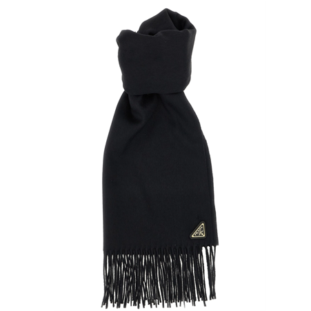 1PD0911-060 PRADA Silk And Cashmere Scarf Black #1FS0652COP_F0632 (F-EU-E)