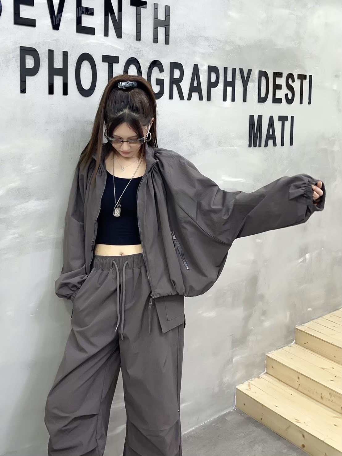 128 工裝造型縮口外套